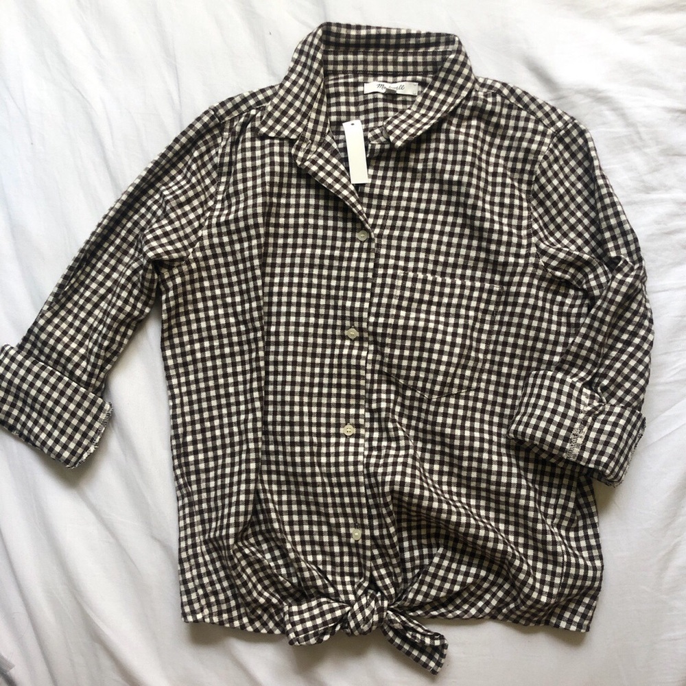Madewell flannel tie front shirt